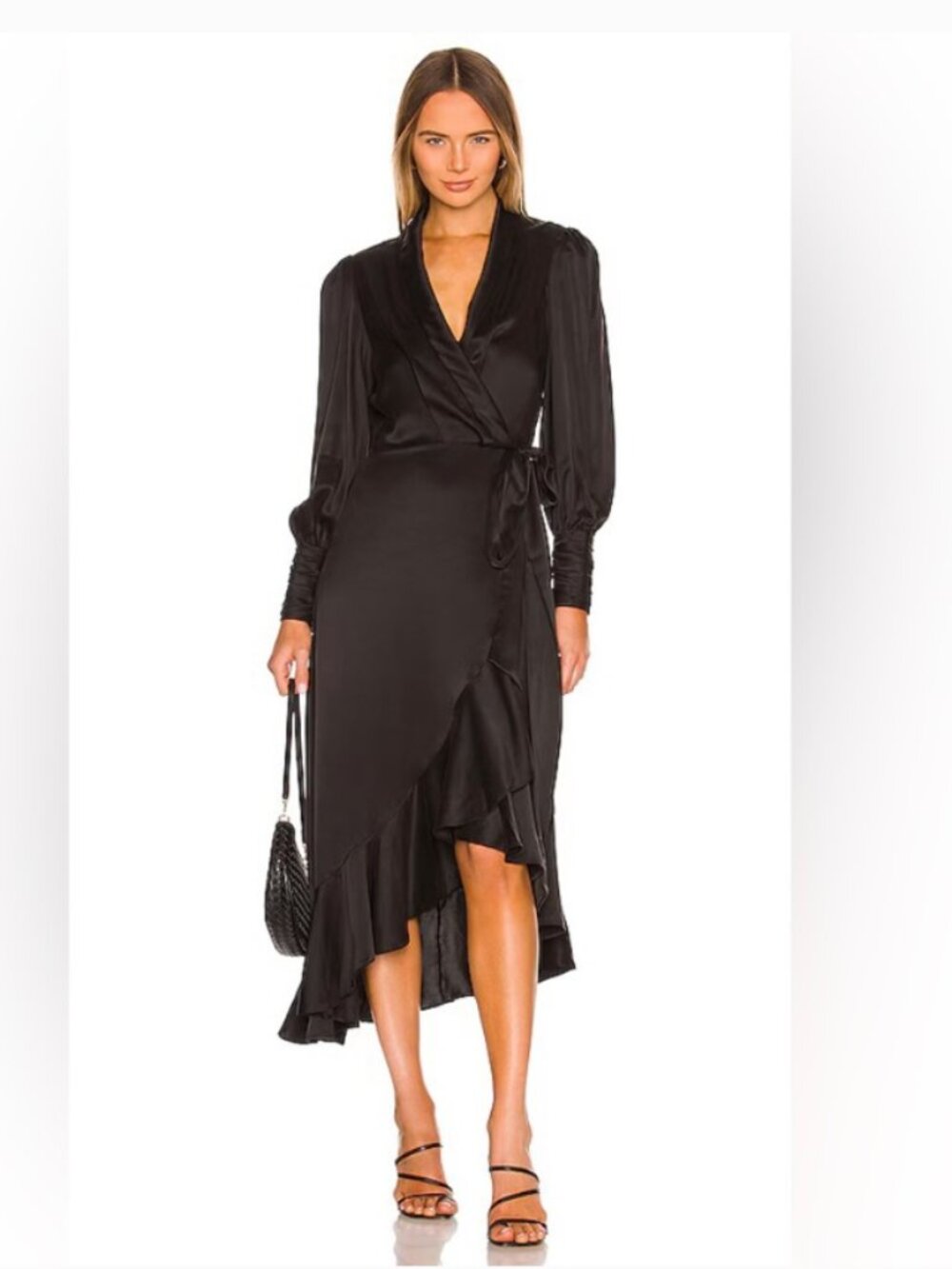 Zimmermann Silk Wrap Midi Dress Black Size 1 NWT